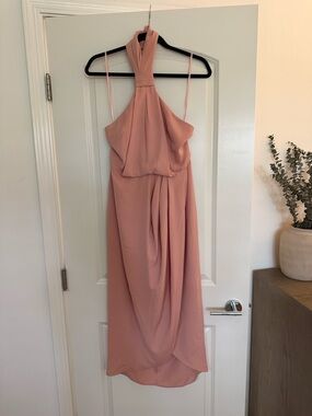 Halter Neck Blush Pink Evening Dress